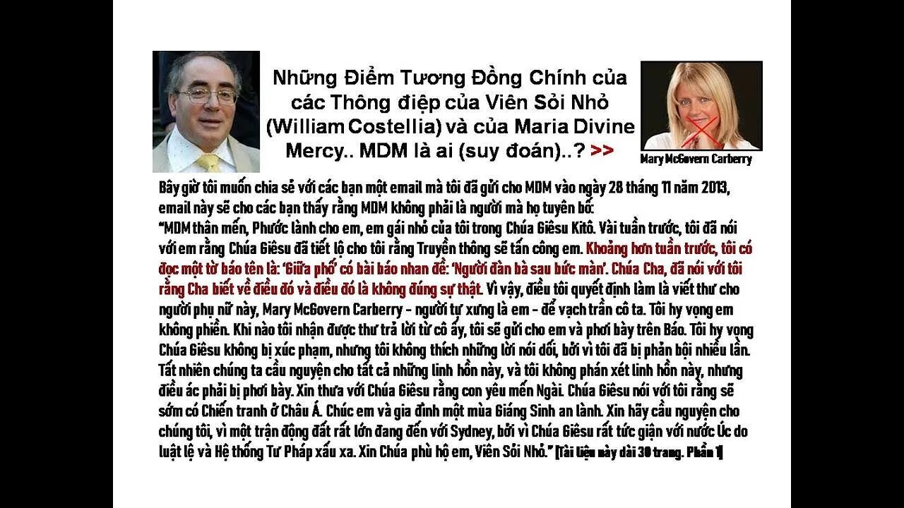 Những Điểm Tương Đồng Chính của các TĐ của Viên Sỏi Nhỏ (Phêrô II) và của Maria Divine Mercy. (P1)