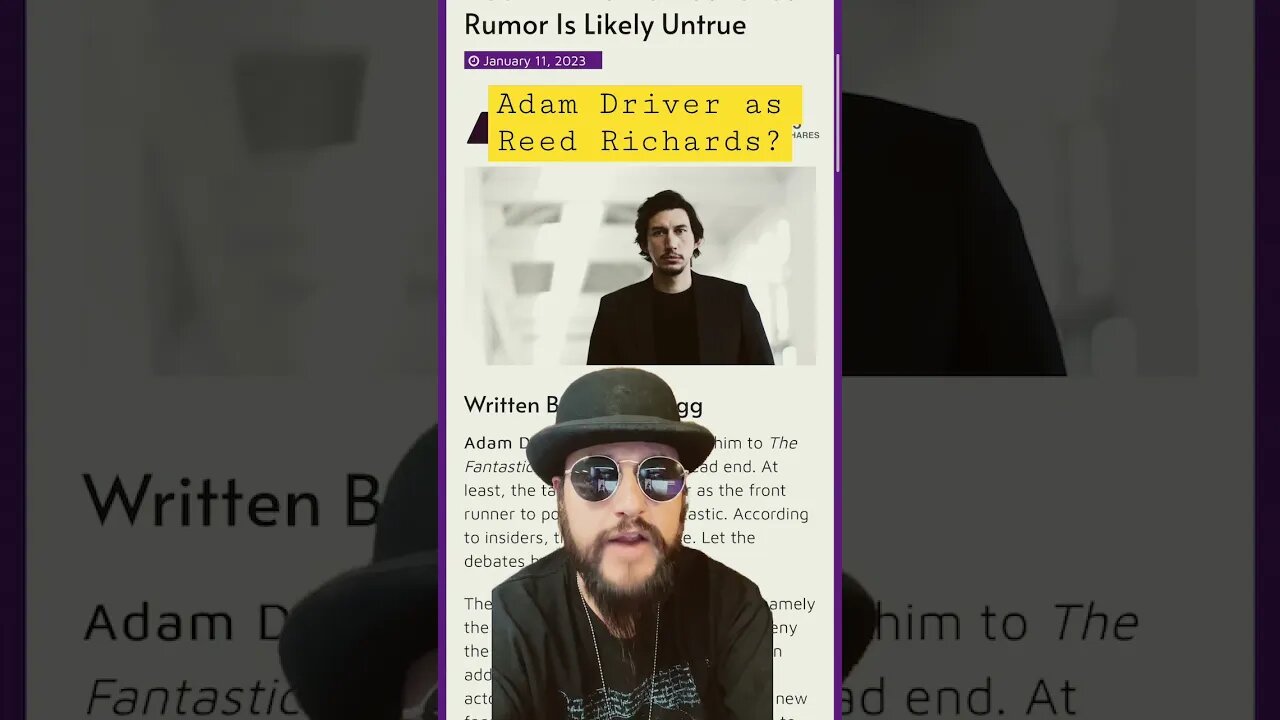 *Rumor* Adam Driver In Front Running For Fantastic Four’s Reed Richards??? Maybe Not…..#shorts