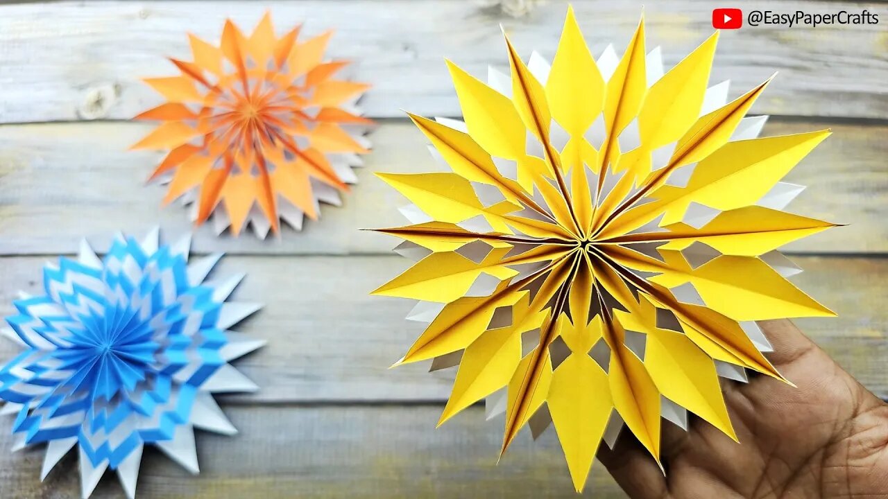 Paper Cutting Design ❄️ How to Make 3D Paper Snowflake For Christmas Decoration 🎄 Easy Paper Crafts