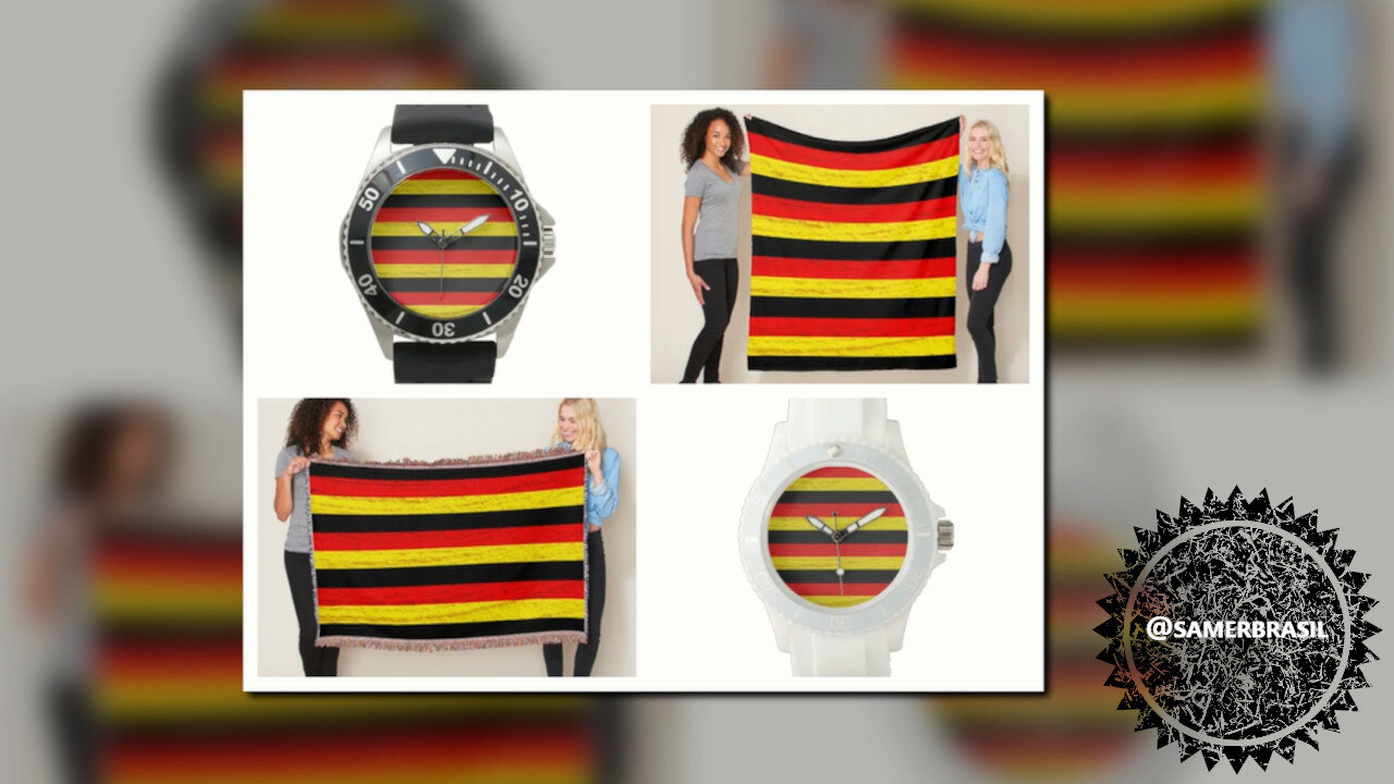 FLEECEDECKE. BLACK RED YELLOW. SAMER BRASIL (ZAZZLE)