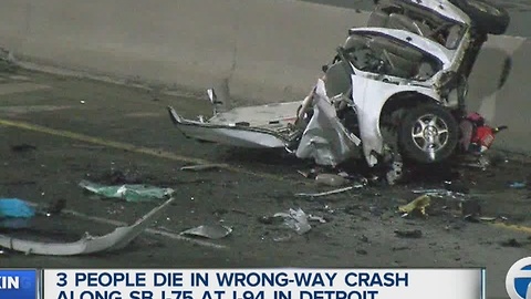 3 people die in wrong-way crash on SB I-75 in Detroit