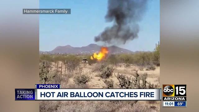 Hot air balloon goes down in north Phoenix desert, catches fire