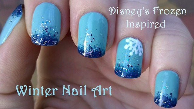 Disney's Frozen-inspired ombre nail art design