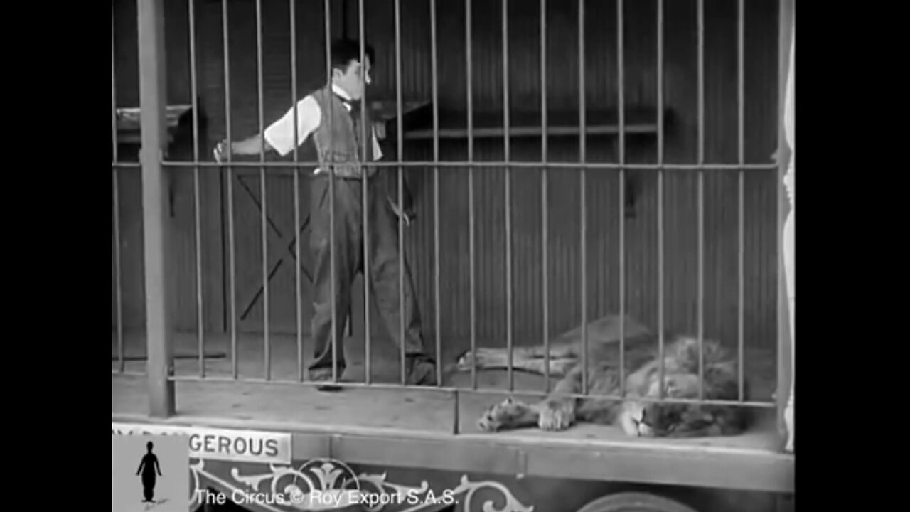 Charlie Chaplin in Lion Cage Funny Video