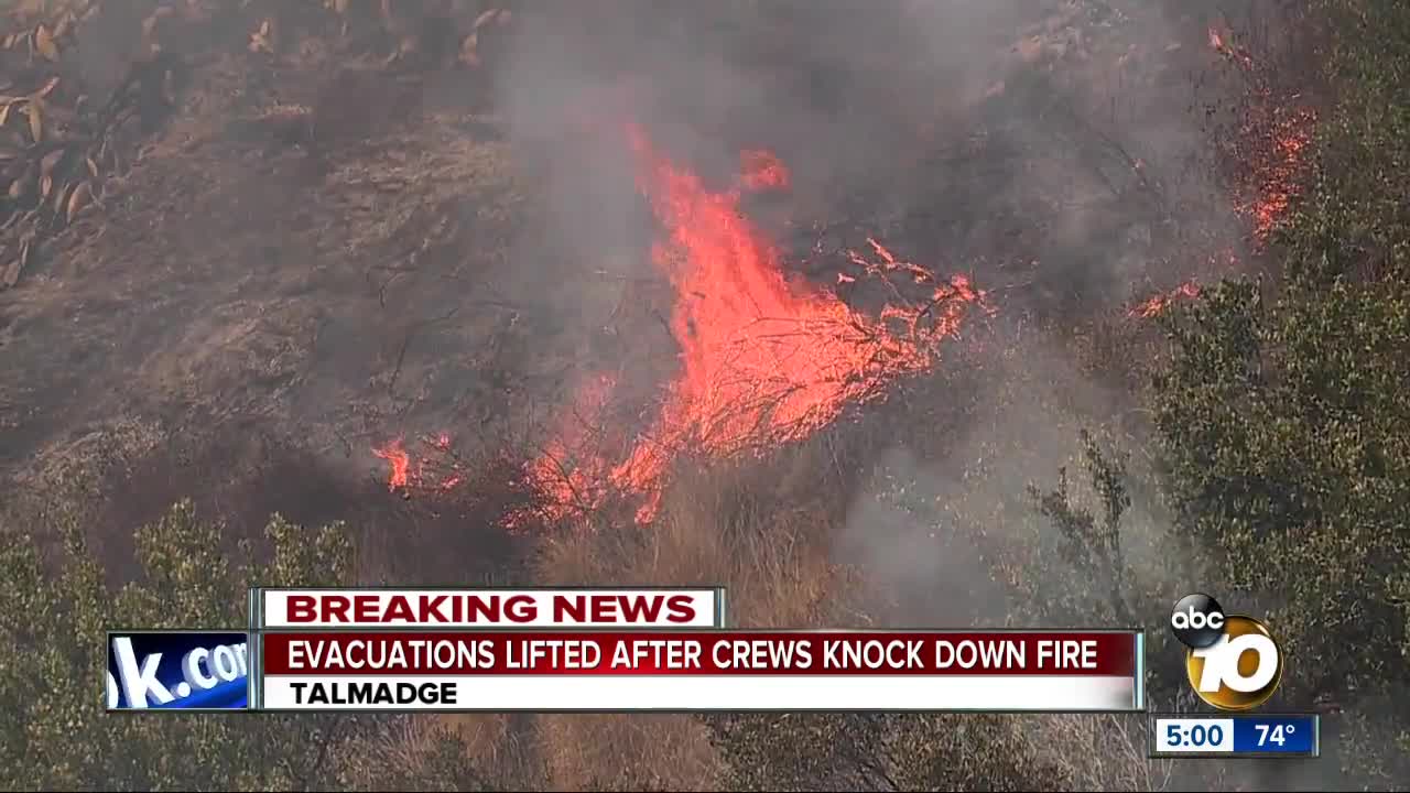 Evacuations lifted after crews knock down Talmadge fire