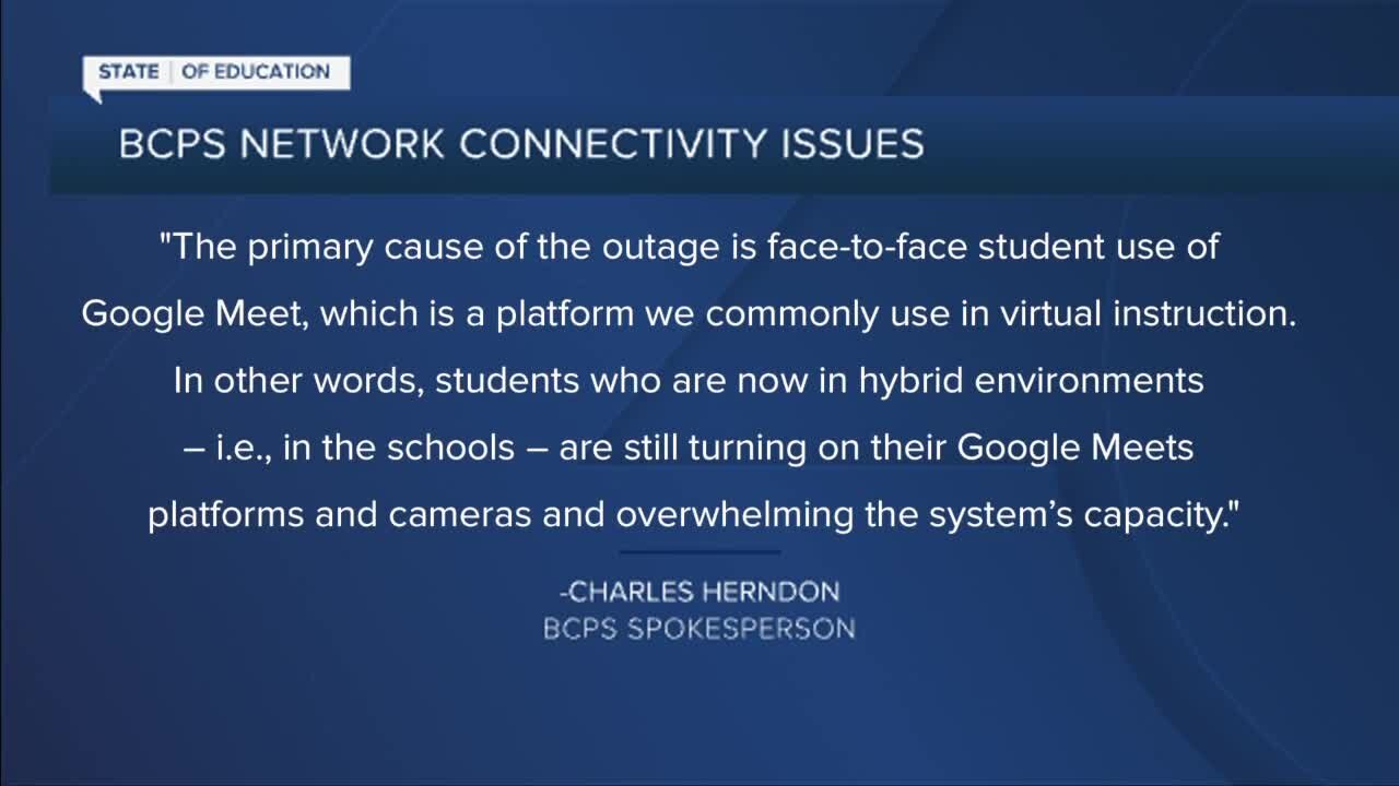 BCPS internet issues reported districtwide Thursday