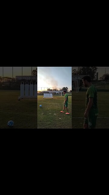 Nenê cobrando falta no treino do Juventude