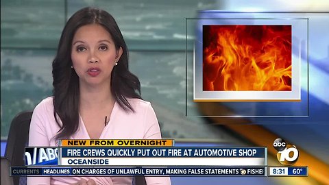 Fire crew quickly put out fire at automotive shop
