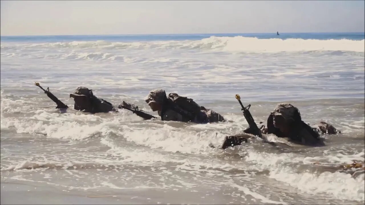 Marine Swimmers Secure Beach Ahead of Boat Road