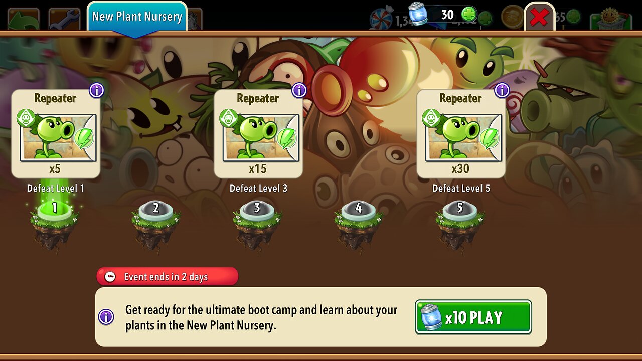 Plants vs Zombies 2 - Plant Nursery - Repeater - October 2024