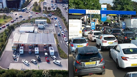 Petrol stations blocked as fuel shortage fears spark panic buying