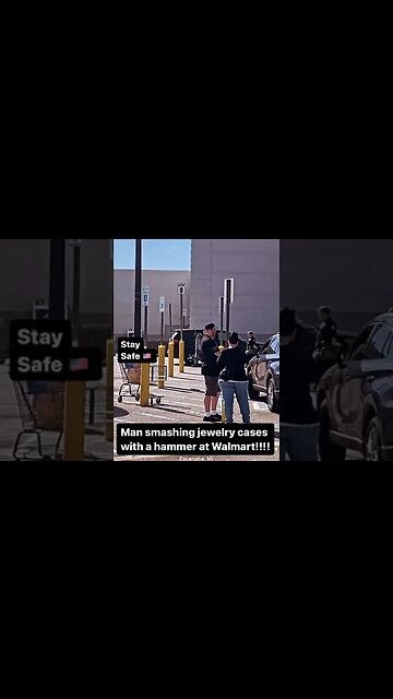 Viral video circulating on social media shows a man smashing jewelry cases with a hammer...