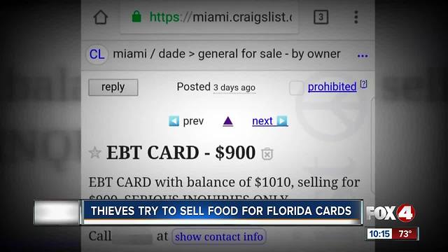 Thieves try to sell Food for Florida cards