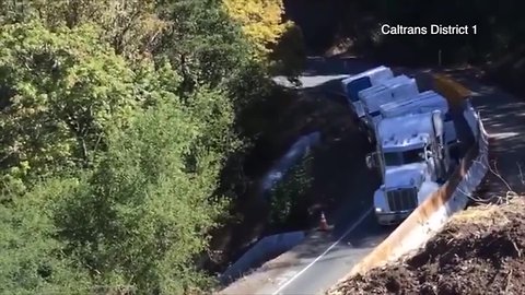 Big rig tumbles over SR-175 embankment