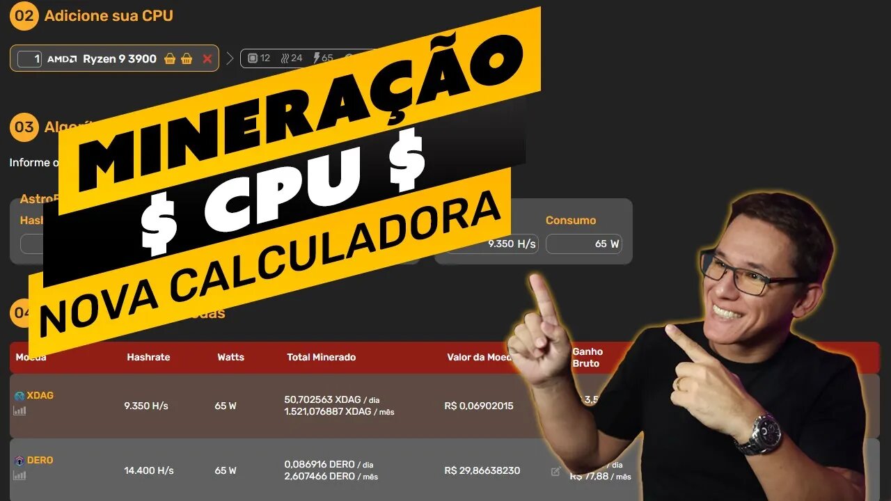 ⛏️🤟🏻 CALCULE SEUS GANHOS DE MINERAÇÃO COM CPU - CPUS, HASHRATES E CONSUMO