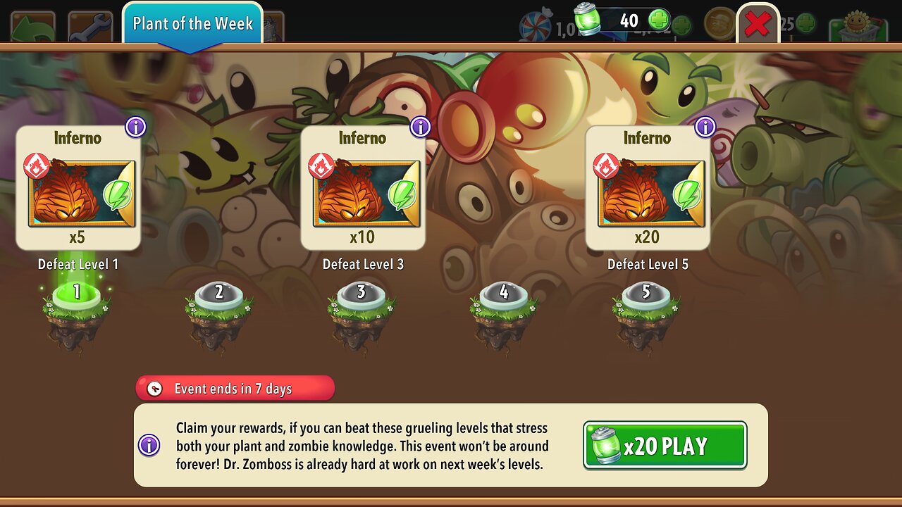 Plants vs Zombies 2 - Plant of the Week - Inferno - December 2024