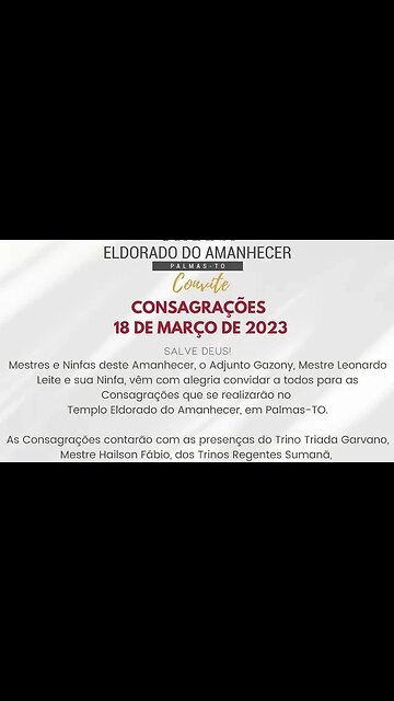 Convite-Consagrações-Eldorado do Amanhecer-Tocantins(TO)