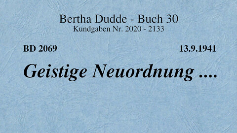 BD 2069 - GEISTIGE NEUORDNUNG ....