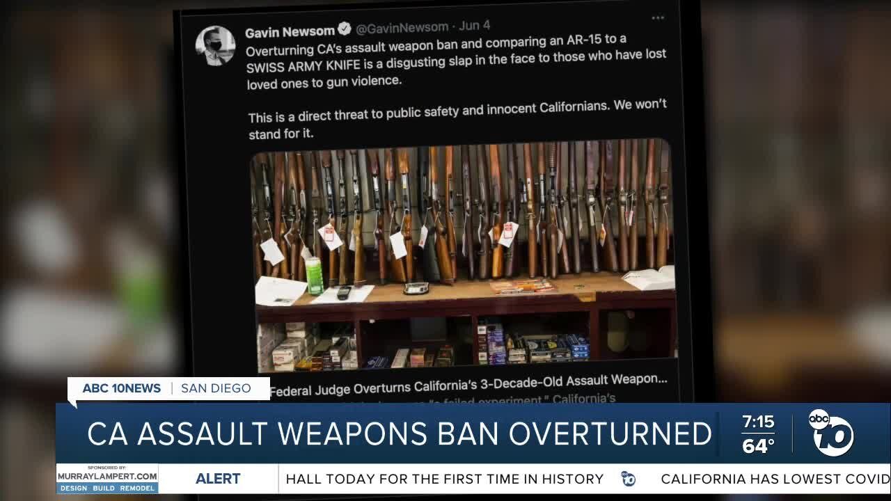 California assault weapons ban overturned