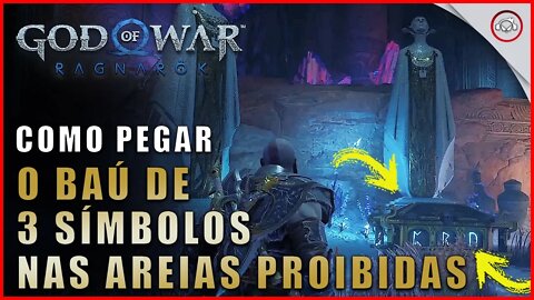 God of war Ragnarok, Como desbloquear o baú de 3 símbolos nas areias proibidas | Super dica