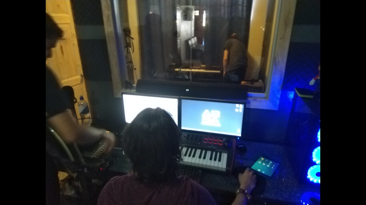 Jamming away in a studio in Costa Rica