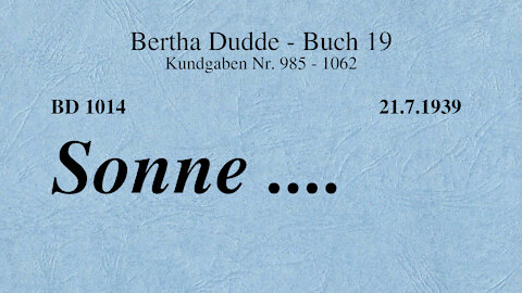 BD 1014 - SONNE ....