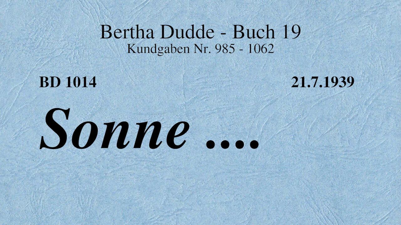 BD 1014 - SONNE ....