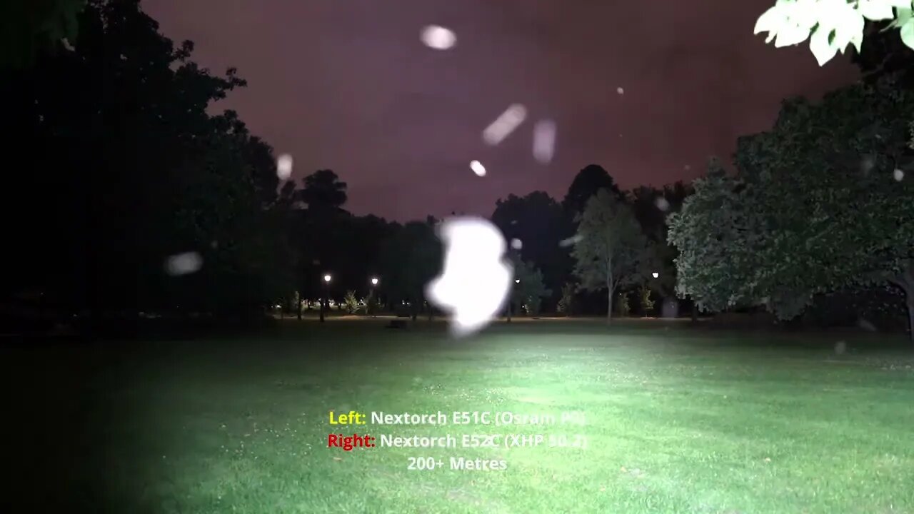 Beamshots comparison test: Nextorch E51C vs E52C - interesting step down performance