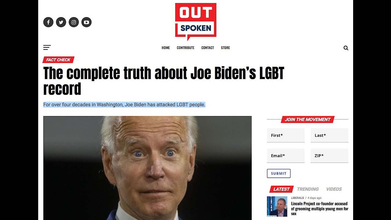 The complete truth about Joe Biden’s LGBT record