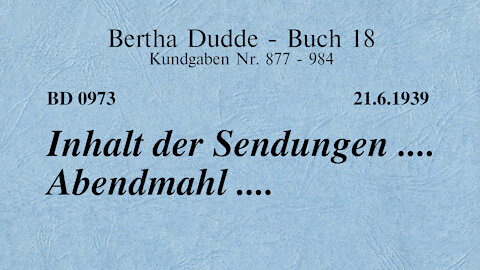 BD 0973 - INHALT DER SENDUNGEN .... ABENDMAHL ....