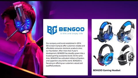 BENGOO G9000 Stereo Gaming Headset for PS4 PC Xbox One PS5 Controller