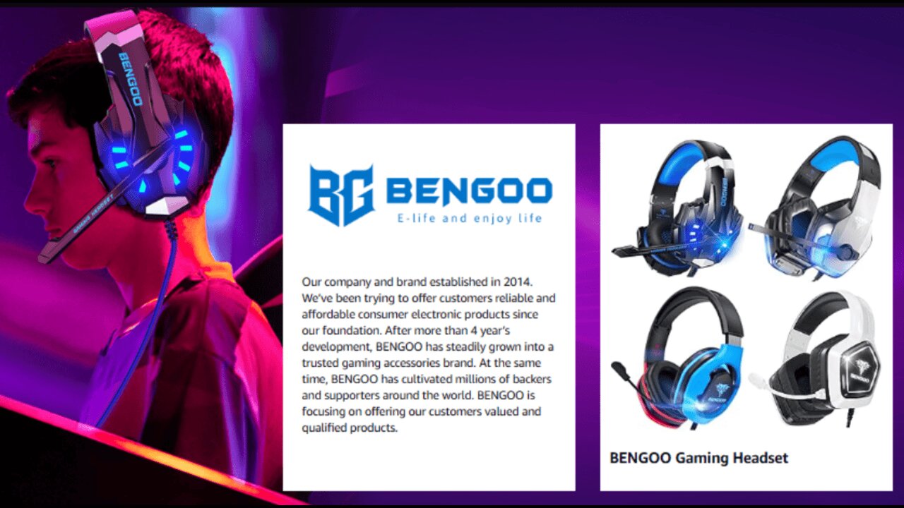 BENGOO G9000 Stereo Gaming Headset for PS4 PC Xbox One PS5 Controller