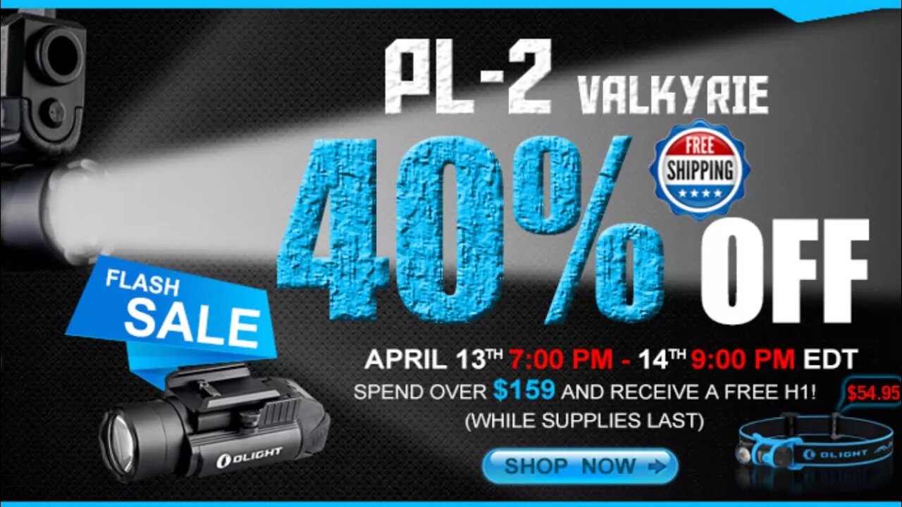 FLASH SALE on the Olight PL-2 Valkyrie tactical pistol light