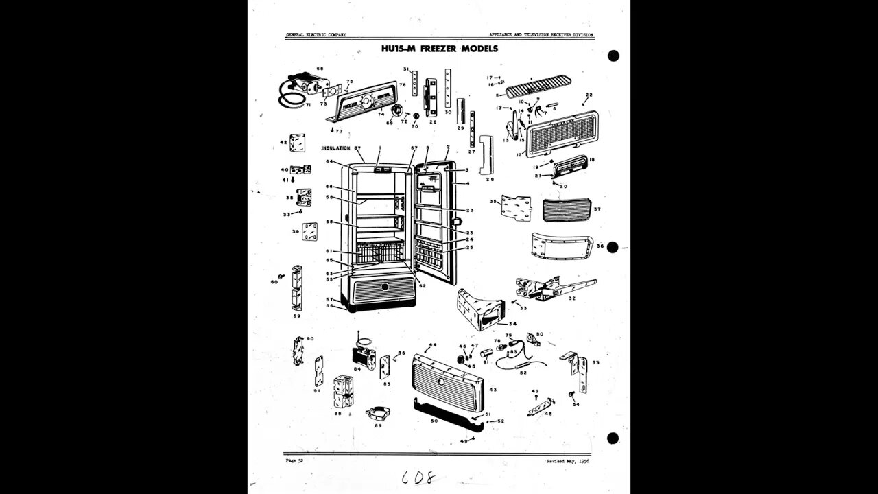 GE - General Electric appliance part schematic and break down - Card 06