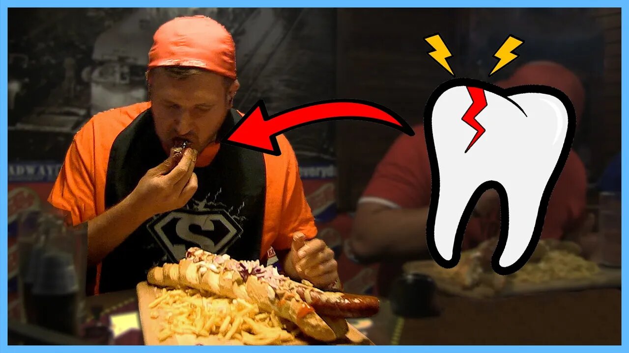 I INJURED MYSELF Eating This Jumbo Hot Dog Challenge!!!