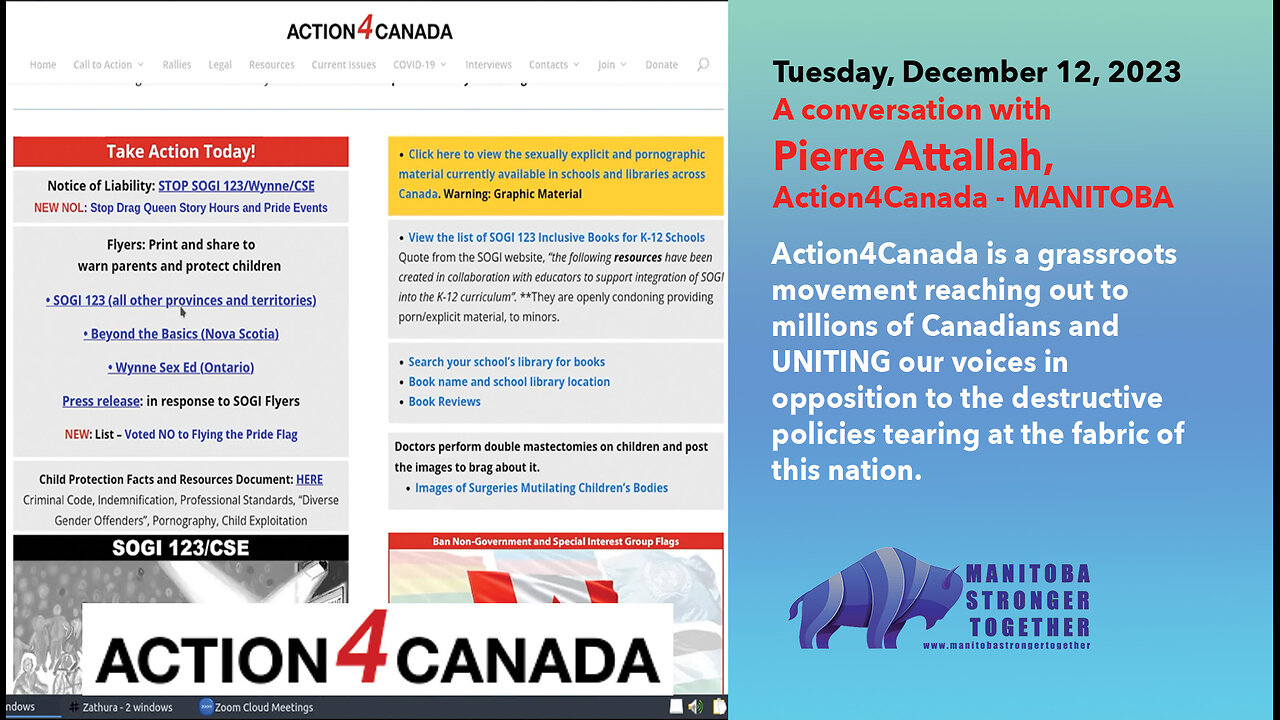 December 12, 2023 Zoom Guest: Pierre Attallah, Action4Canada MANITOBA