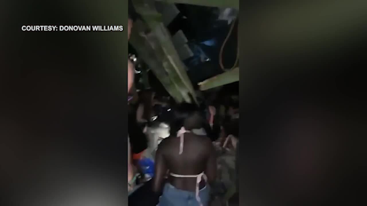 Cellphone video from partygoers shows complete chaos in the aftermath of a deck collapse at a pool party.