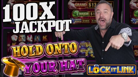 HUGE 100x JACKPOT on a GOLD HAT! HIGH LIMIT Hold ONTO Your Hat Slot Machine!