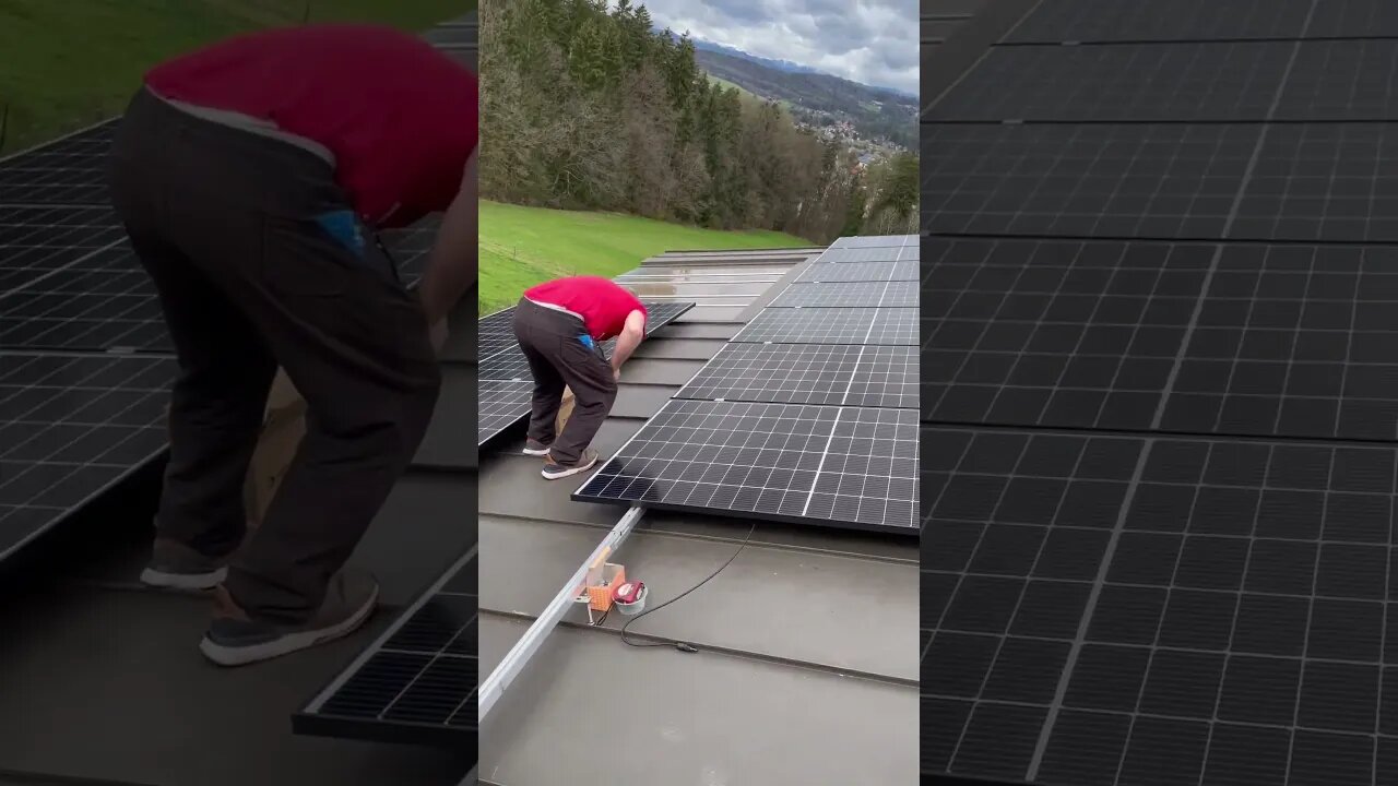 Photovoltaik Anlage Module Montage.