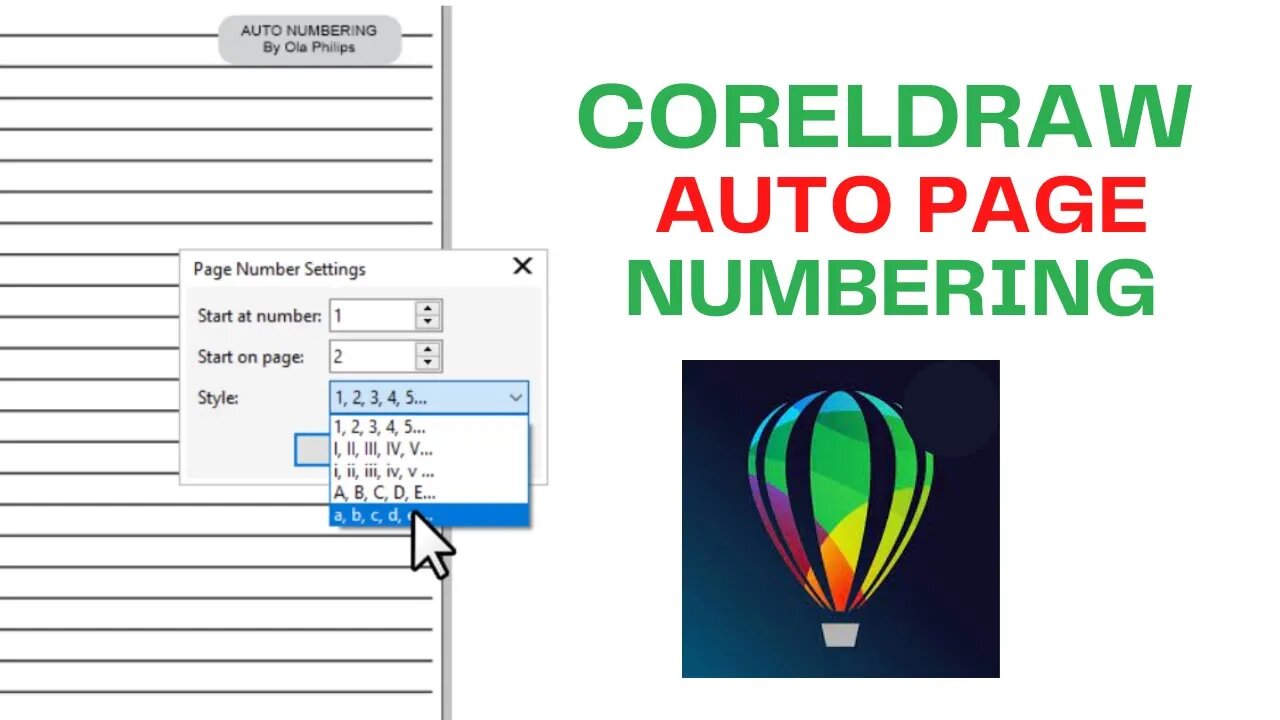 Auto Page Numbering in CorelDraw