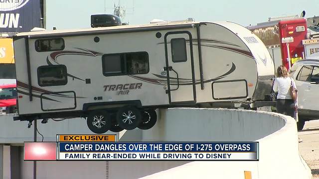 Travel trailer removed from I-275 overpass in St. Pete after crash