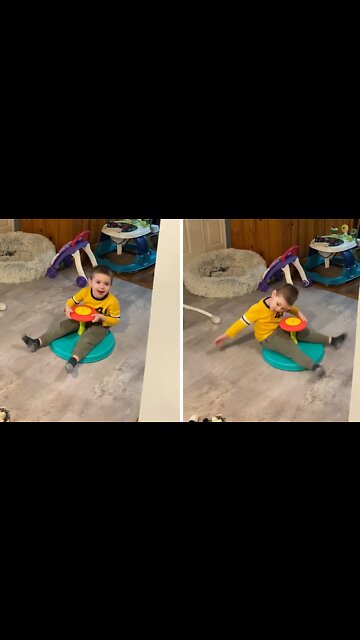 Playful Kid Enjoys Endless Hours On Spinning Toy