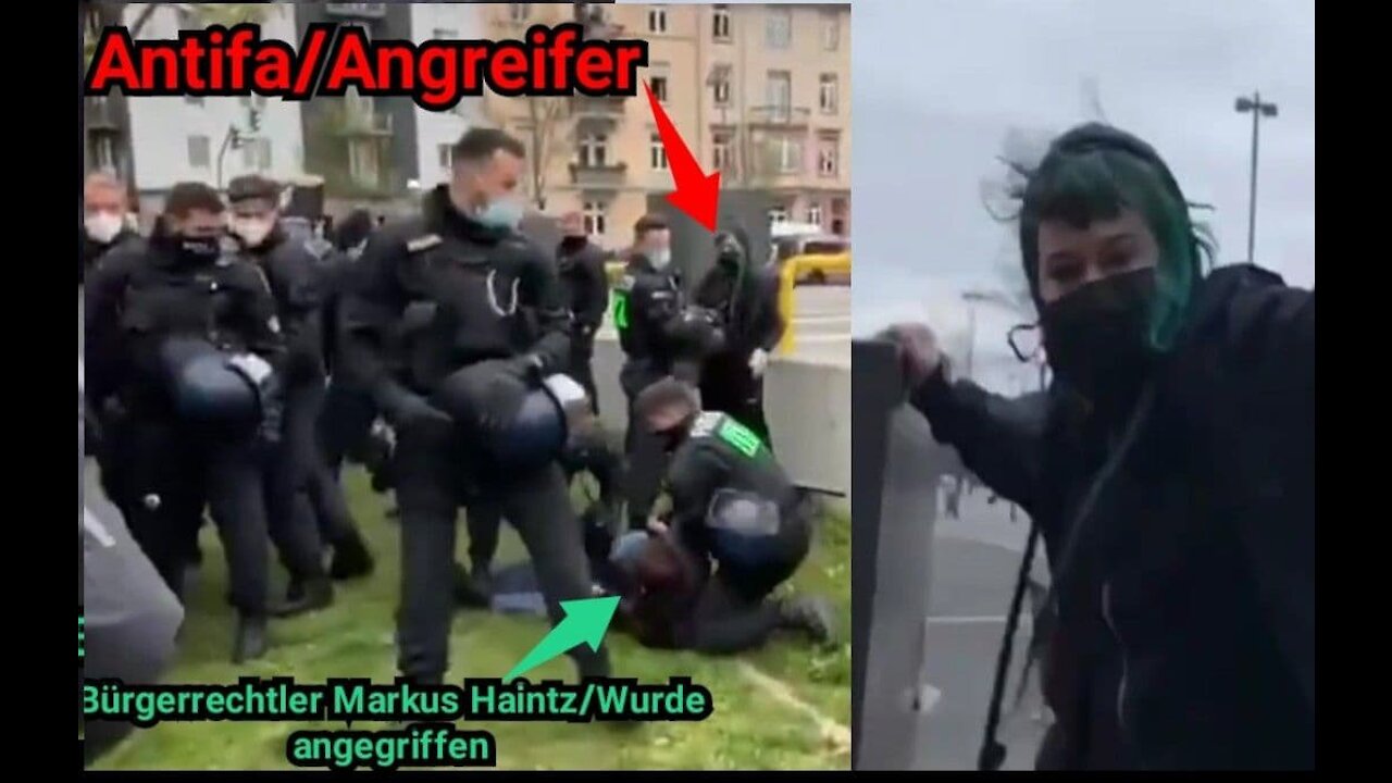 Markus Haintz wehrt Diebstahl seiner Kamera durch Antifant ab&danach von Polizei brutal überwältigt