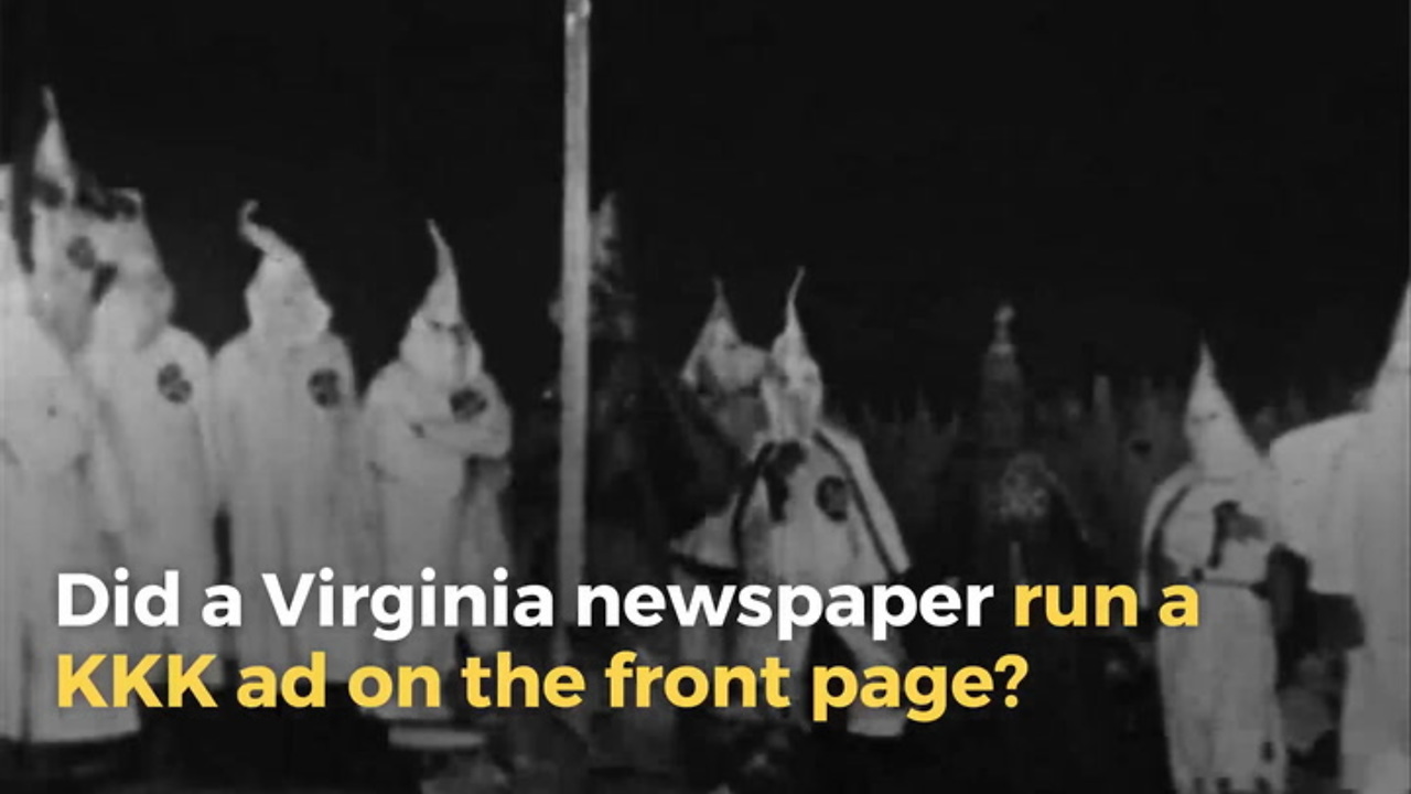 Did a Virginia Newspaper Run a KKK Ad on the Front Page? | Snopes.com