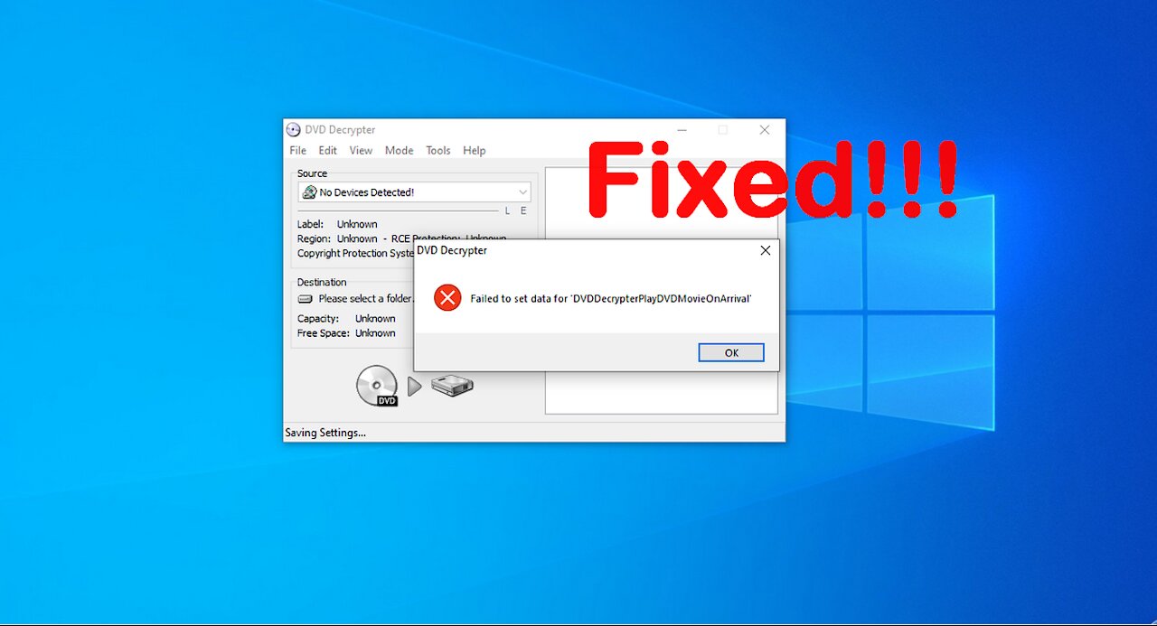 Fix DVD Decrypter Error: Failed to Set Data