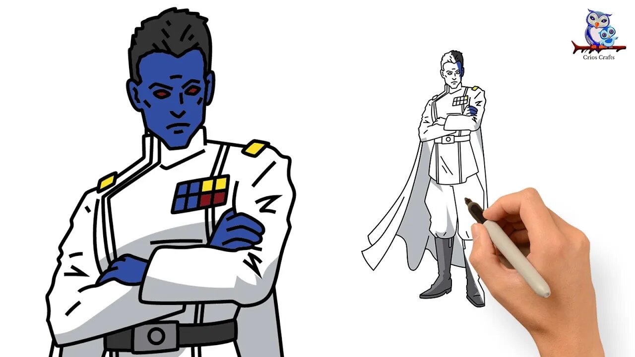 How to Draw Grand Admiral Thrawn from Star Wars - Step by Step