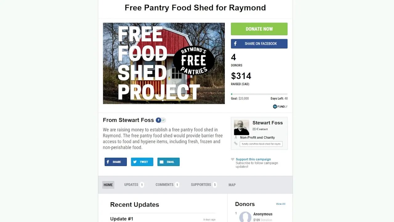 Free Pantry Society Of Raymond Hoping To Build Food Shed - March 11, 2022 - Micah Quinn