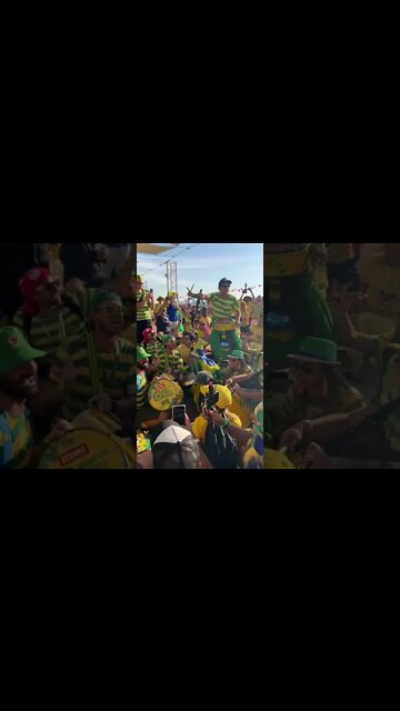 Brasileiros em Doha se aquecendo para a partida contra a Servia