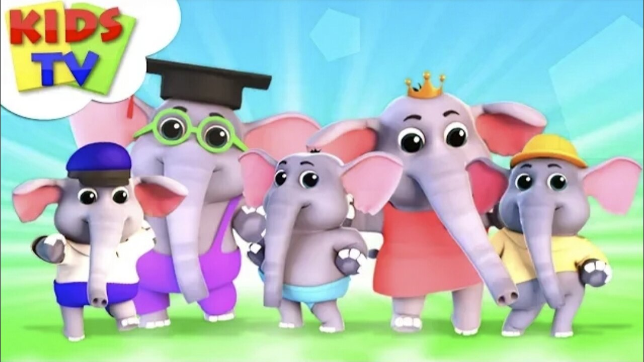 Five Little Elephants _ Junior Squad Cartoons _ Nursery Rhymes For Children