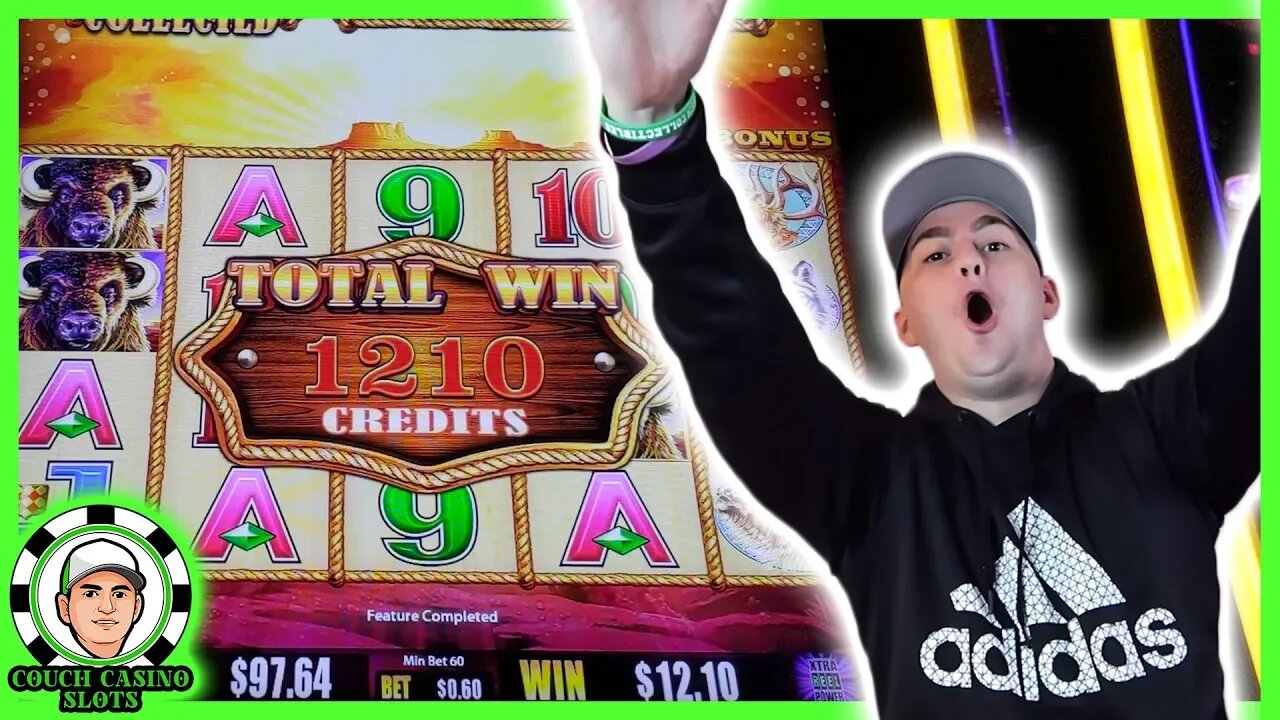 I WON THE BONUS ON BUFFALO GOLD SLOT MACHINE AT HOLLYWOOD CASINO!!